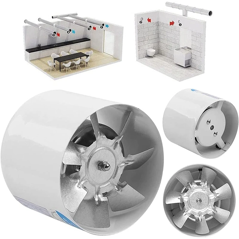 Ventilatore per condotto in linea da 4 pollici ventilatore per aria tubo metallico ventilazione ventilatore di scarico Mini estrattore ventilatore da parete per wc da bagno