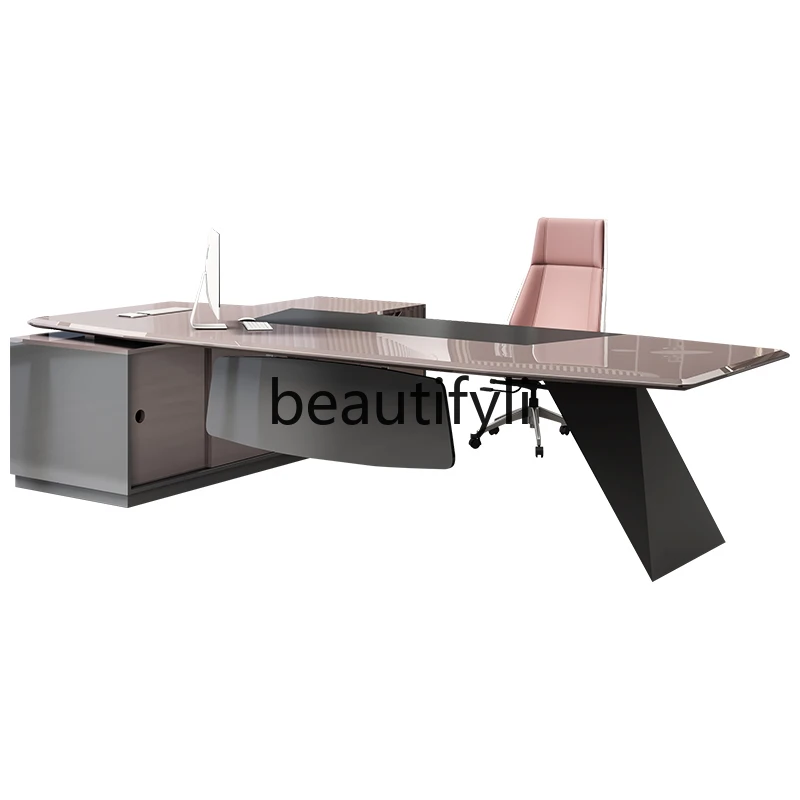 طاولة رئيس مطلية طاولة مشرف مدير الموضة مكتب بسيط حديث أثاث مكتبي فاخر خفيف #5