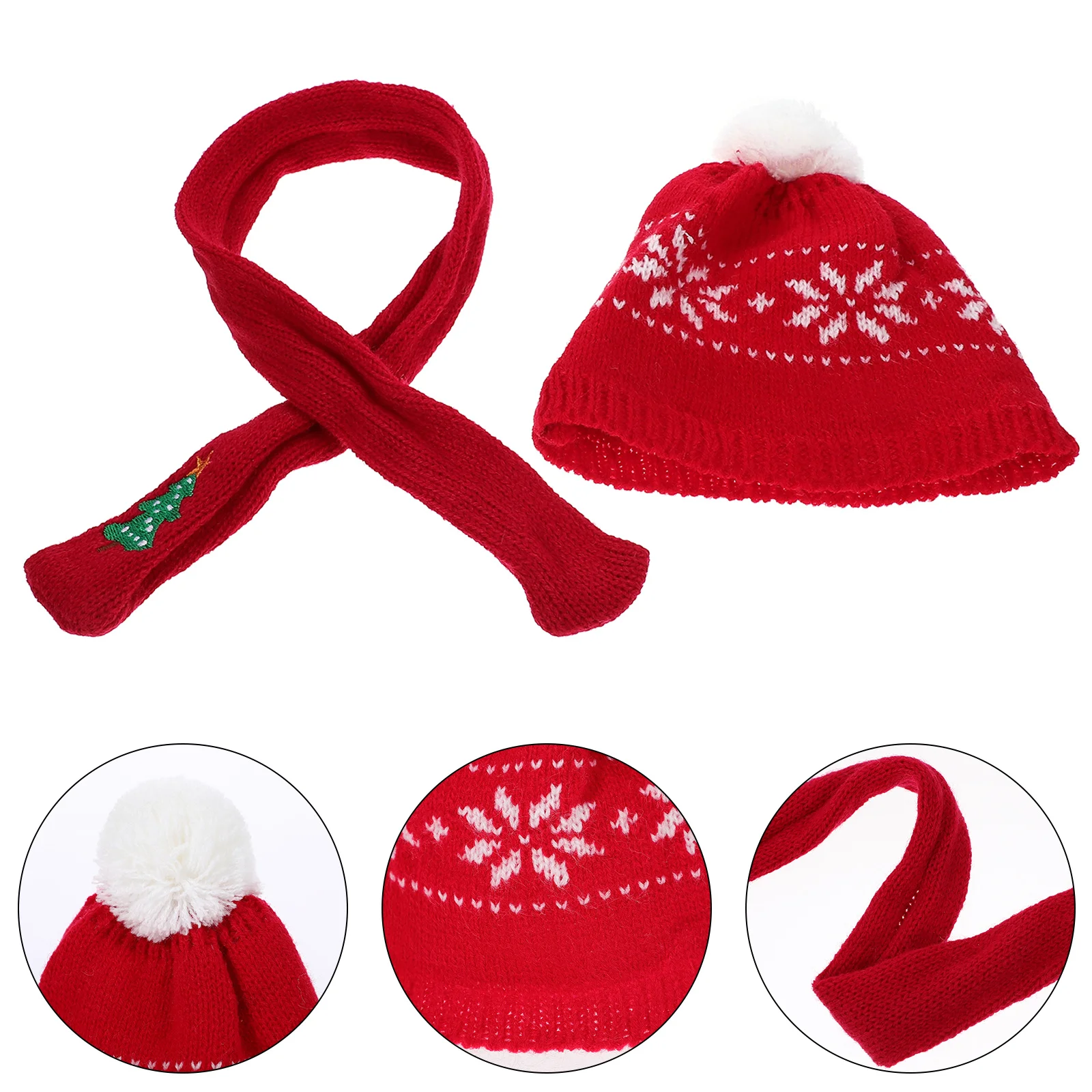 

1Set Snowman Hat Scarf Mini Knitted Set for Christmas Decorations Craft DIY Wine Bottle Ornament Festive Miniature Accessory