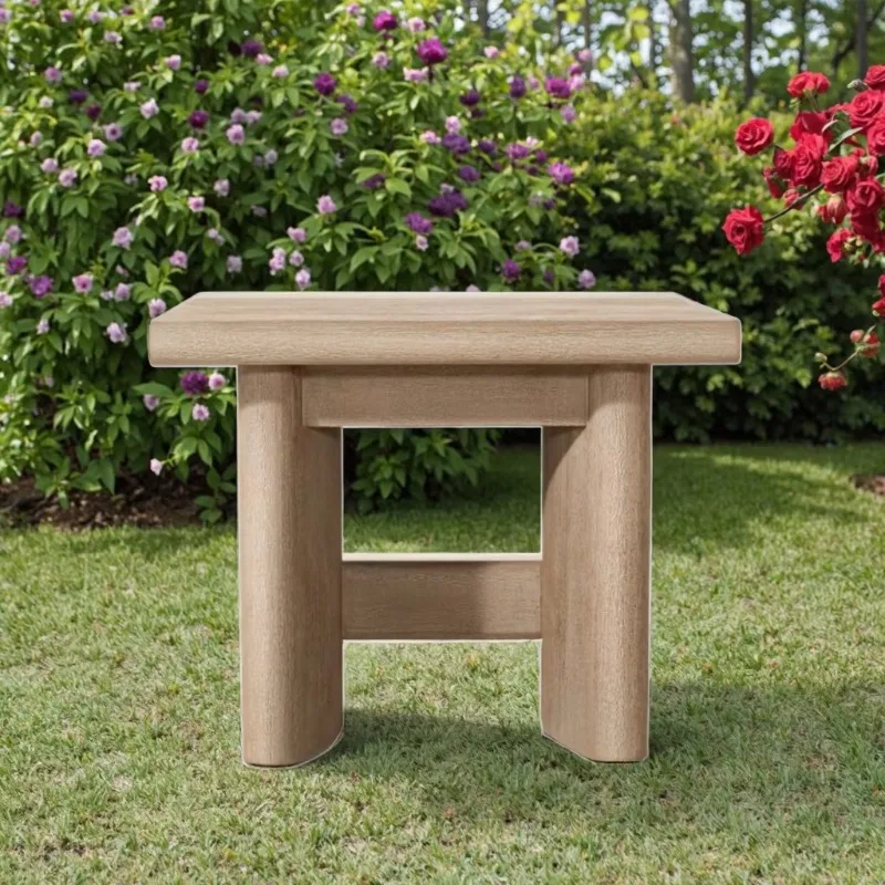 كراسي استلقاء للتشمس من خشب الساج على الطراز الحديث، طاولة جانبية لحمام السباحة في الهواء الطلق، مجموعة حديقة صغيرة، فناء أو فندق