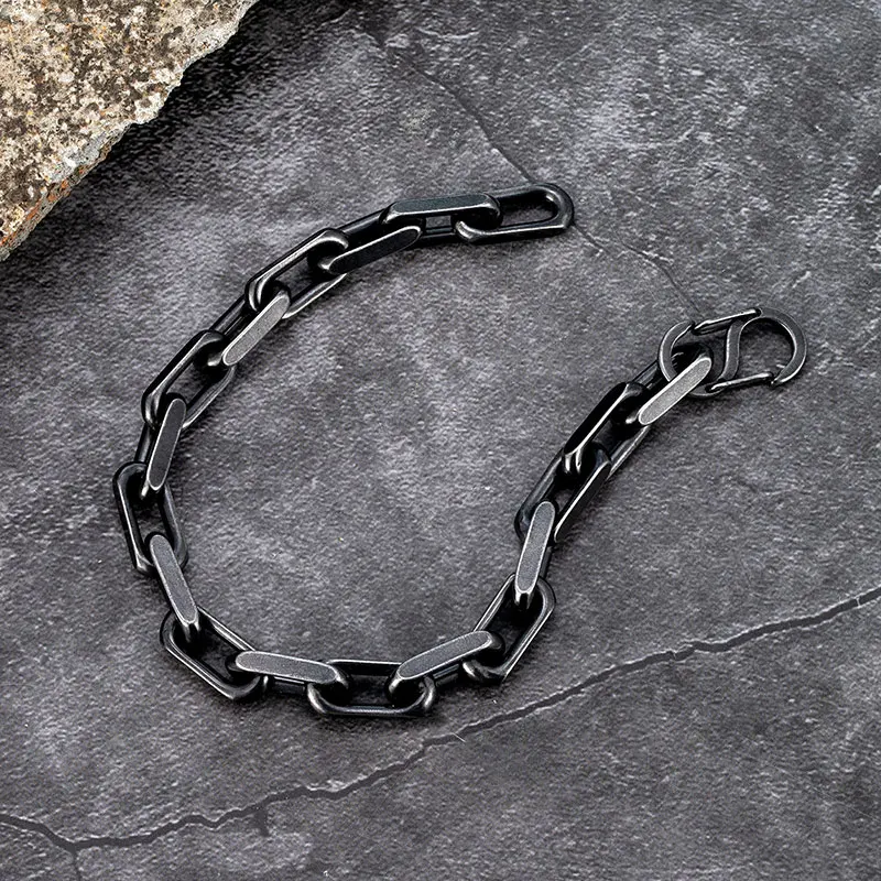 MKENDN Vintage Oxidized Black Chain Link Men Bracelet Punk Stainless Steel Motorcycle Bracelets Male Jewelry Accessories Gifts