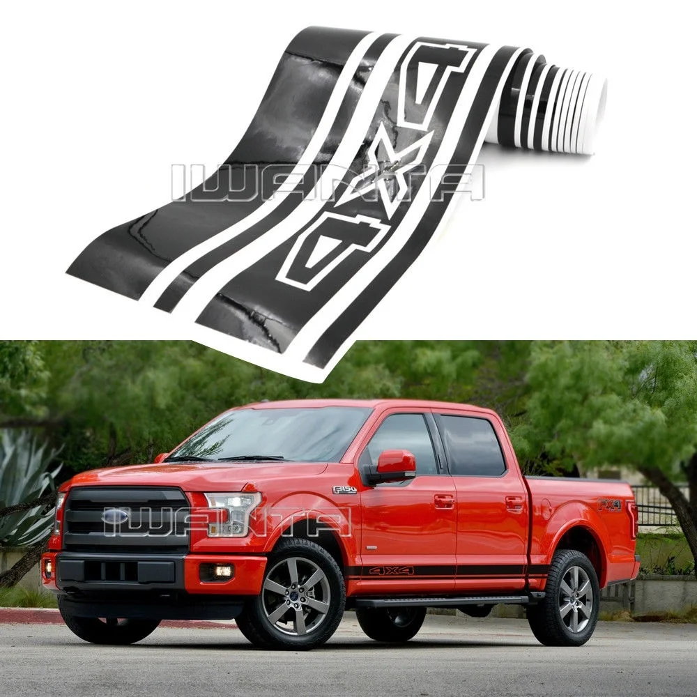 

For 1Pair/2Pcs Graphics Side Skirt Stripe 4X4 Sticker Body Decal d F-150 2015-2016