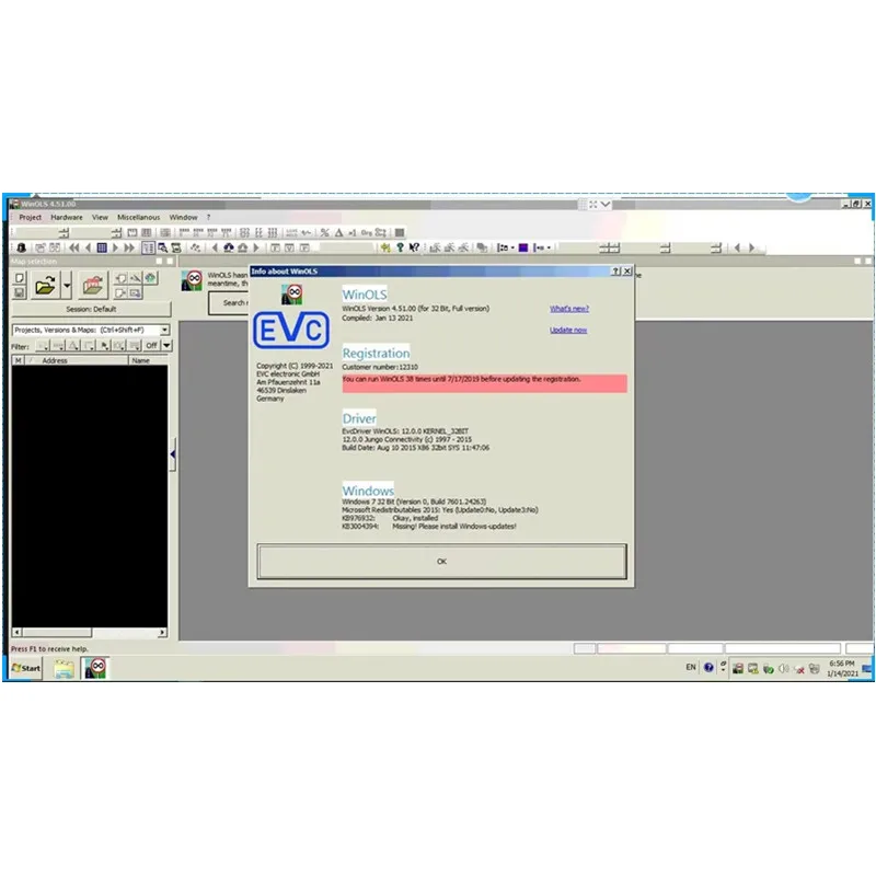 عرض ساخن أحدث WinOLS 4.51 مع المكونات والمزيد من الوظائف برنامج ضبط رقاقة ECU التلقائي VMWARE WinOLS 4.51
