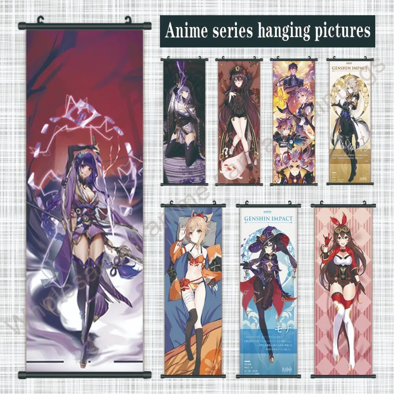 

Janpanese Poster Home Decor Canvas Print Anime Picture Genshin Impact Painting Wall Artwork Hanging Scroll Exquisite Gift