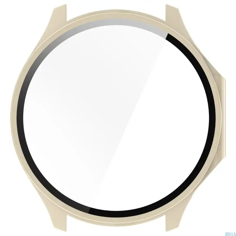 Case reloj R91A con película vidrio templado para ver 3 protectores Portada pantalla Protector Película Smartwatch
