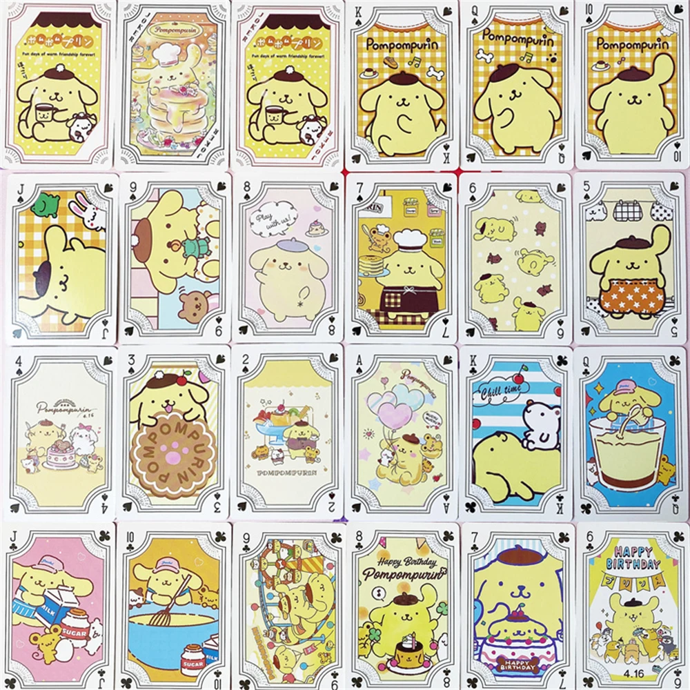 Kawaii Sanrio Hello Kitty Cartoon Poker Melody Kuromi Playing Cards Board Games Anime Paper Cards Leisure Entertainment Kids Toy