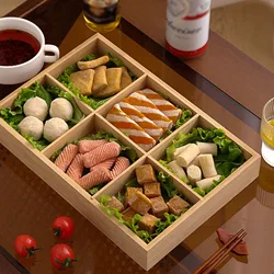 Multi Grid Divided Wooden Tray Safe Material Dried Fruit Food Storage Container Suitable for Family Dinner Home Warming