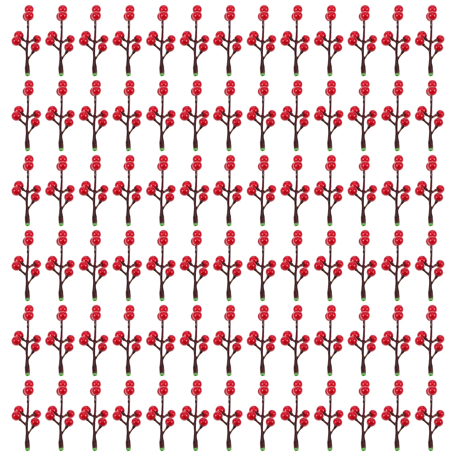 

50Pcs Artificial Red Berry Stems 7-Heads Foam Branches Christmas Decor DIY Holiday Wreath Garland Floral Crafts Festive