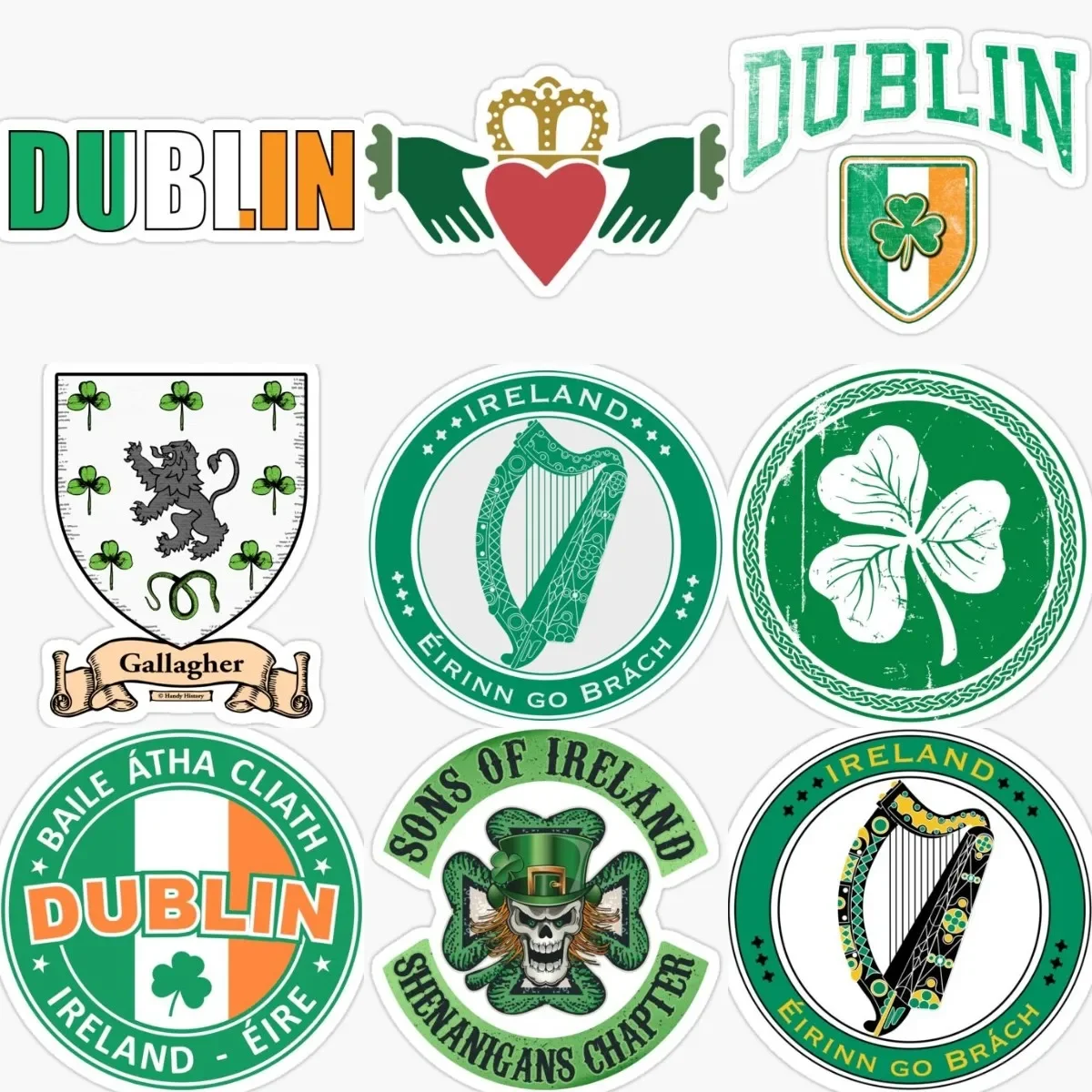 Ireland Flag Emblem Clover Creative Stickers Laptop Off-road Window Truck Bumper Motorcycle Helmet Car Bicycle Wall PVC Decal