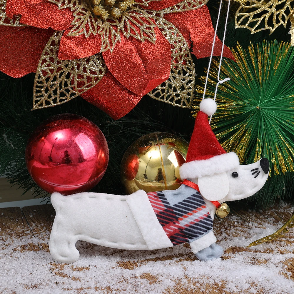 4/1Pcs Christmas Tree Dachshund Puppy Pendant Christmas Decoration Pendant Cute Cartoon Ornaments Xmas Home Decoration Gifts