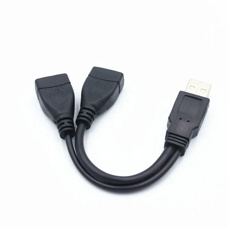USB 2.0 Cable 15~18cm Male Plug To 2 Female Socket Extension Line Y Data Cable Power Adapter Converter