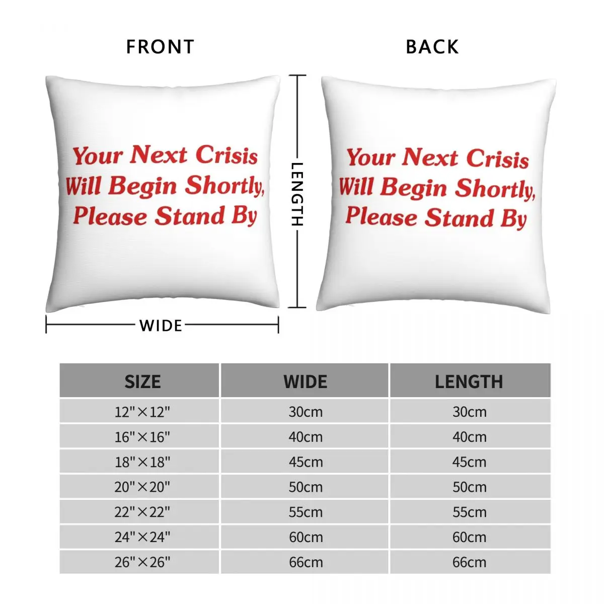 Your Next Crisis Square Pillowcase Polyester Linen Velvet Pattern Zip Decor Pillow Case Sofa Seater Cushion Cover