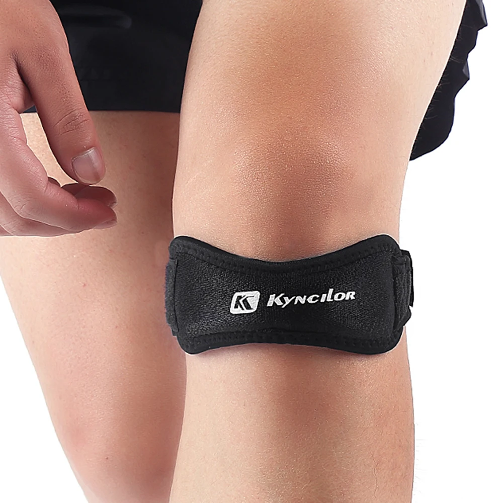 1pc Adjustable Patella Knee Tendon Strap Kneepad Support Professional Protector Pad Black Keenpads Belted Sports Knee Brace