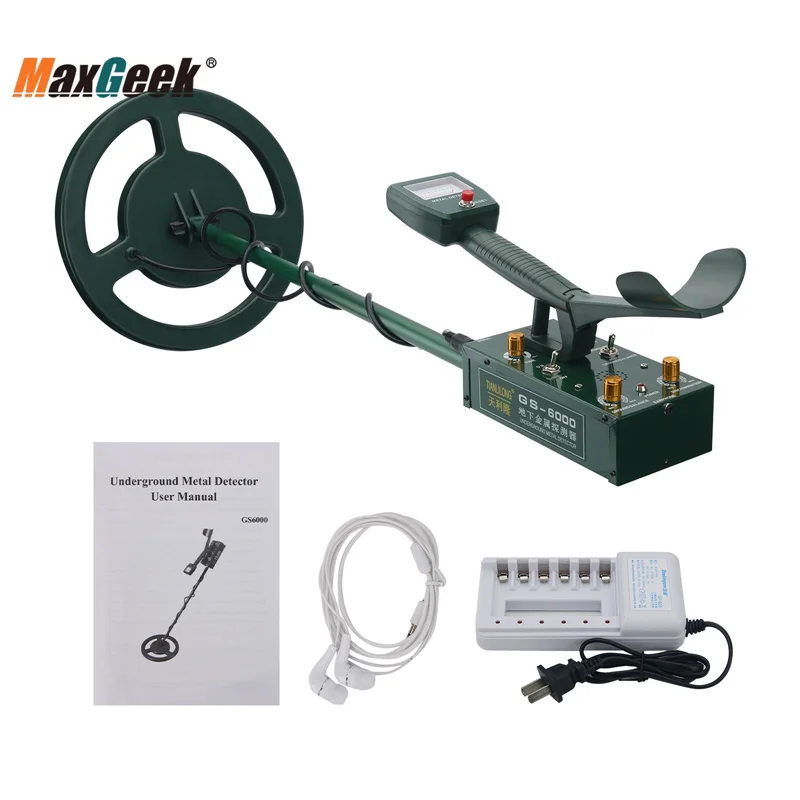 

Maxgeek GS-6000 Mini Underground Metal Detector Treasure Hunter w/Headphone Max Depth 8.5m LED Screen
