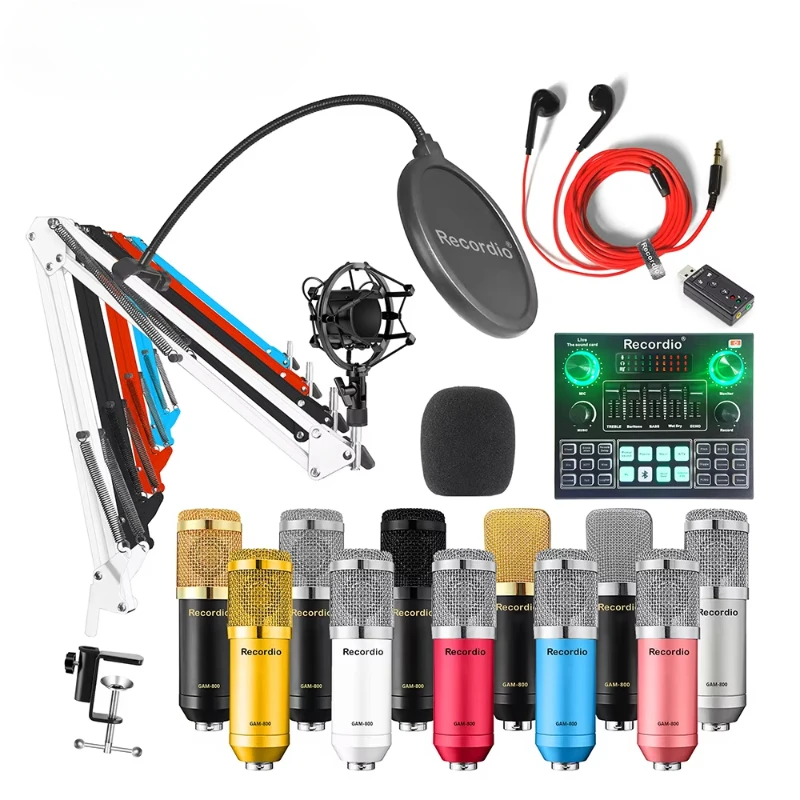 

GAM-800X Professional Live Equipment Sound Card Set Home Recording Studio Equipment for KTV Singing Recording Broadcasting