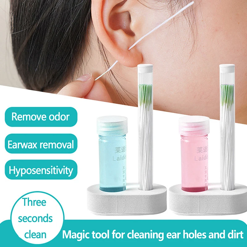 60pcs Mint Disposable Earrings Hole Cleaner Disinfection Ear Wires Ear Holes Cleaning Line Piercing Aftercare Sterilization