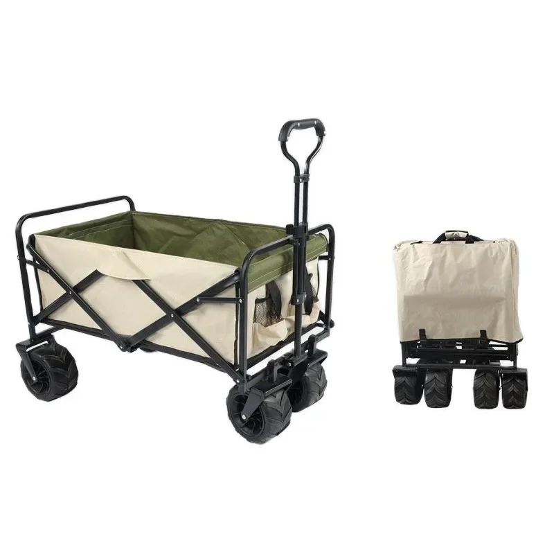 

​​​​​​​7-Inch Beach Wheel Small Trolley Cart Outdoor Camping Home Shopping Portable Foldable Pull Rod Cargo Placement Off-road