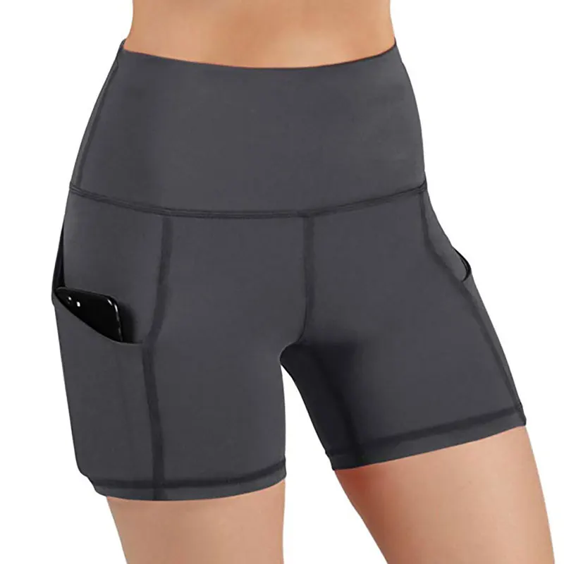 Short de yoga taille haute pour femmes, pantalon court de yoga à poche, entraînement, course à pied, fitness commandé, sport athlétique, leggings de yoga