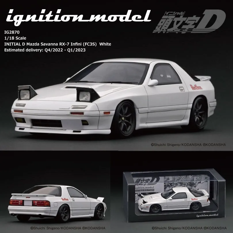 IG 1/18 INITIAL D Mazda Savanna RX-7 Infini FC35 coche fundido a presión de Metal regalos blancos