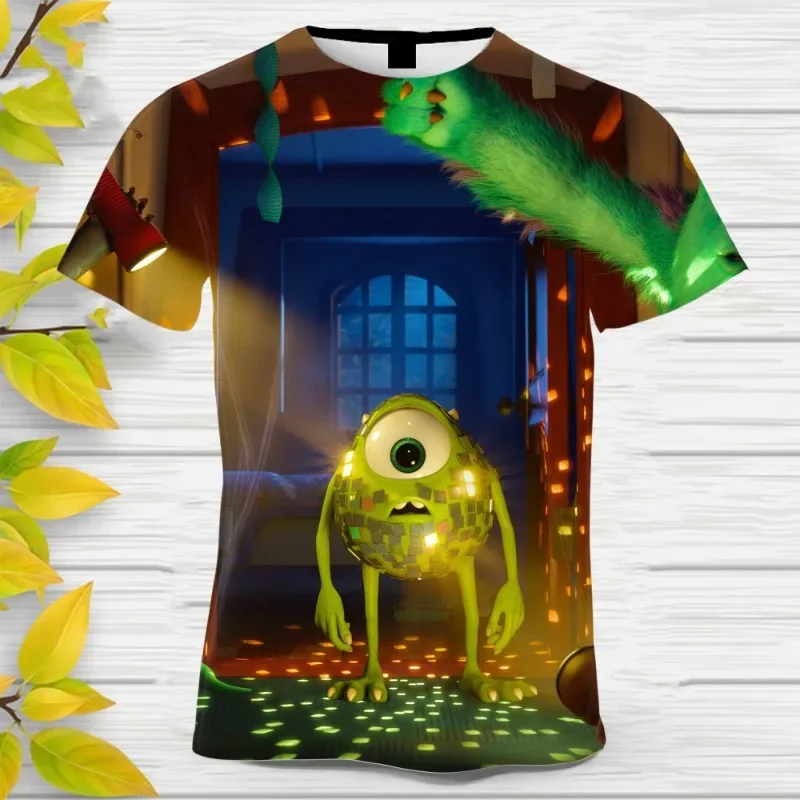 2024 Summer Disney Monsters Inc 3D Printed Men\'s T-shirt Children Casual Short Sleeve T-shirts Funny Kids Tees Tops