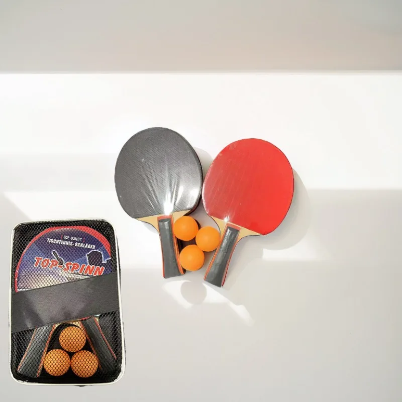 Table Tennis Racket Professional Horizontal Racket Beginner Student Double-sided Reverse Glue Two Racket Three Ball Dribbling