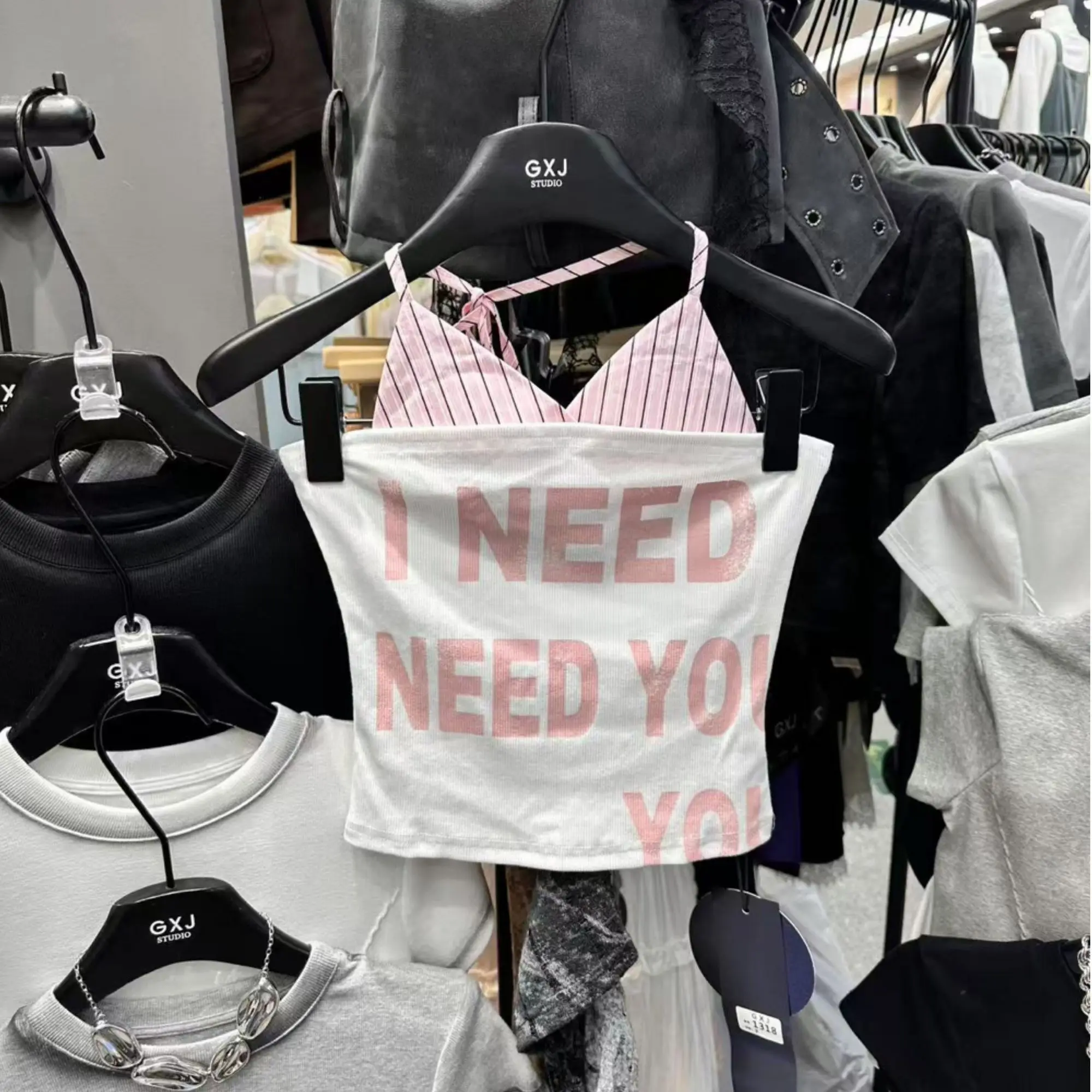 Outwear Sweet Letter Short Camisole Women Summer New Slimming Halter Two Piece Set Sexy Harajuku Top Women Clothes