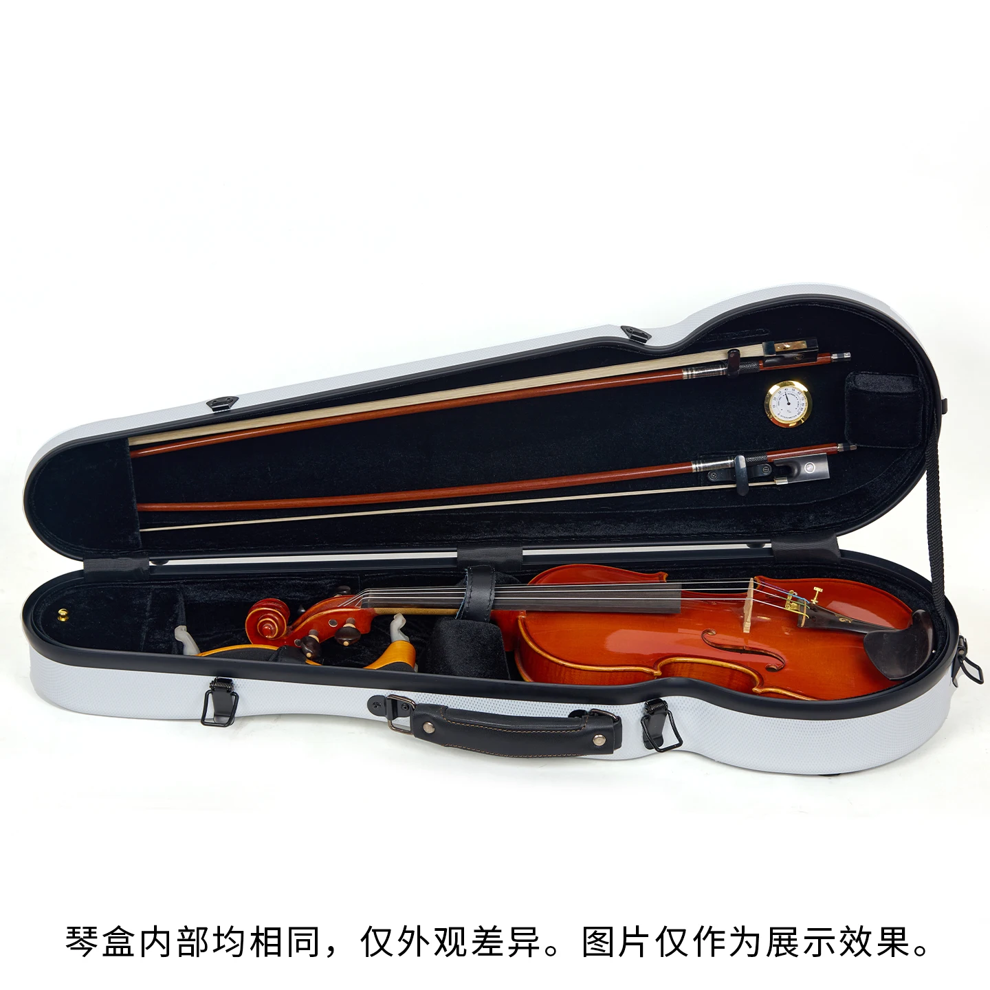 CHRISTINA Violin Case Silver Gray 4/4 Size Lightweight Waterproof Hard Composite Materials Sponge Interior with Straps VB14