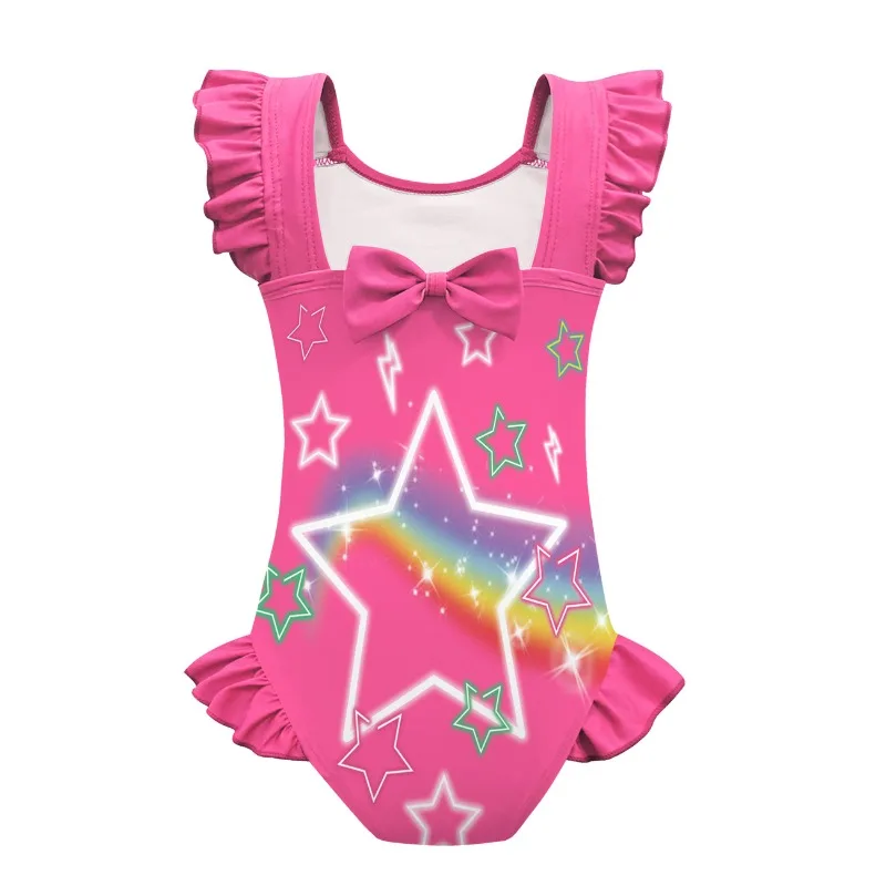 Trendy Toddler Girls One-Piece Swimsuit Set Hunter Witch Coven Print Lace Trim New Style High Stretch Protection for Beach Days image 6