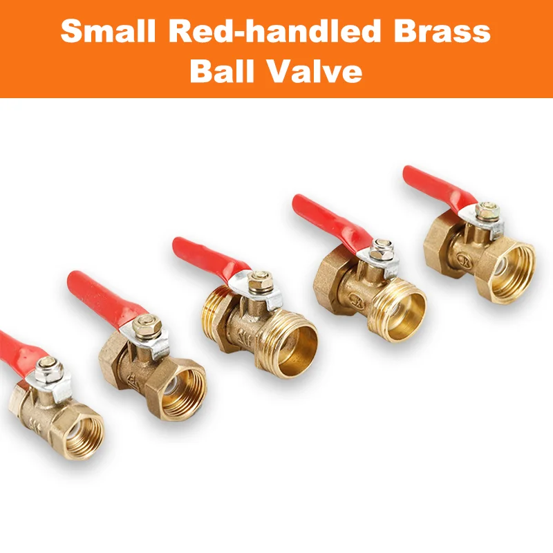 

Brass Hose Barb Ball Valve 1/4" 3/8" 1/2" Red Handle Shut Off Valve Inline Fuel Air Water Oil Small Ball Faucet for Gas Line