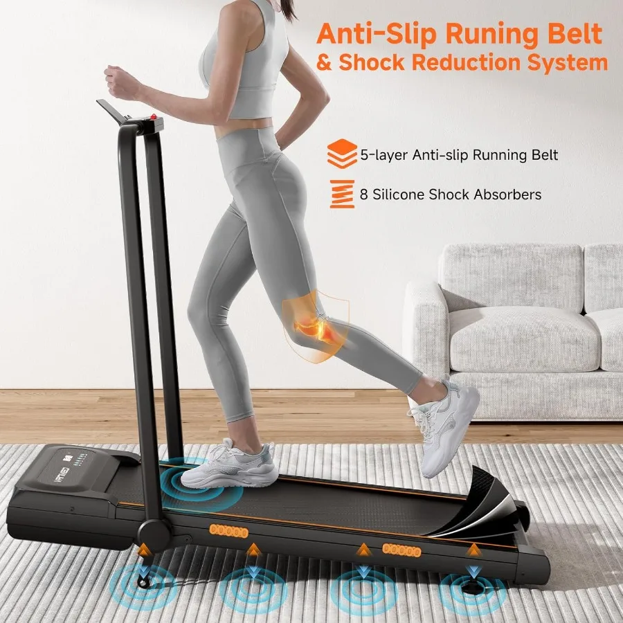 وسادة مشي محمولة تحت المكتب مع ميزة مائلة تلقائية وجهاز تحكم عن بعد للاستخدام المنزلي والمكتب، جهاز مشي قابل للطي بقوة 3 حصان مع مصباح LED