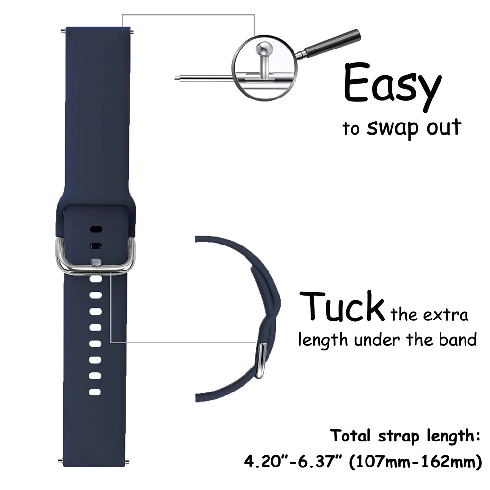 Силиконовый ремешок 22 мм 20 мм для Samsung Galaxy Watch 7 6 5 4 Active 2/Huawei Watch GT5-4-3 Спортивный браслет-браслет для Amazfit GTR