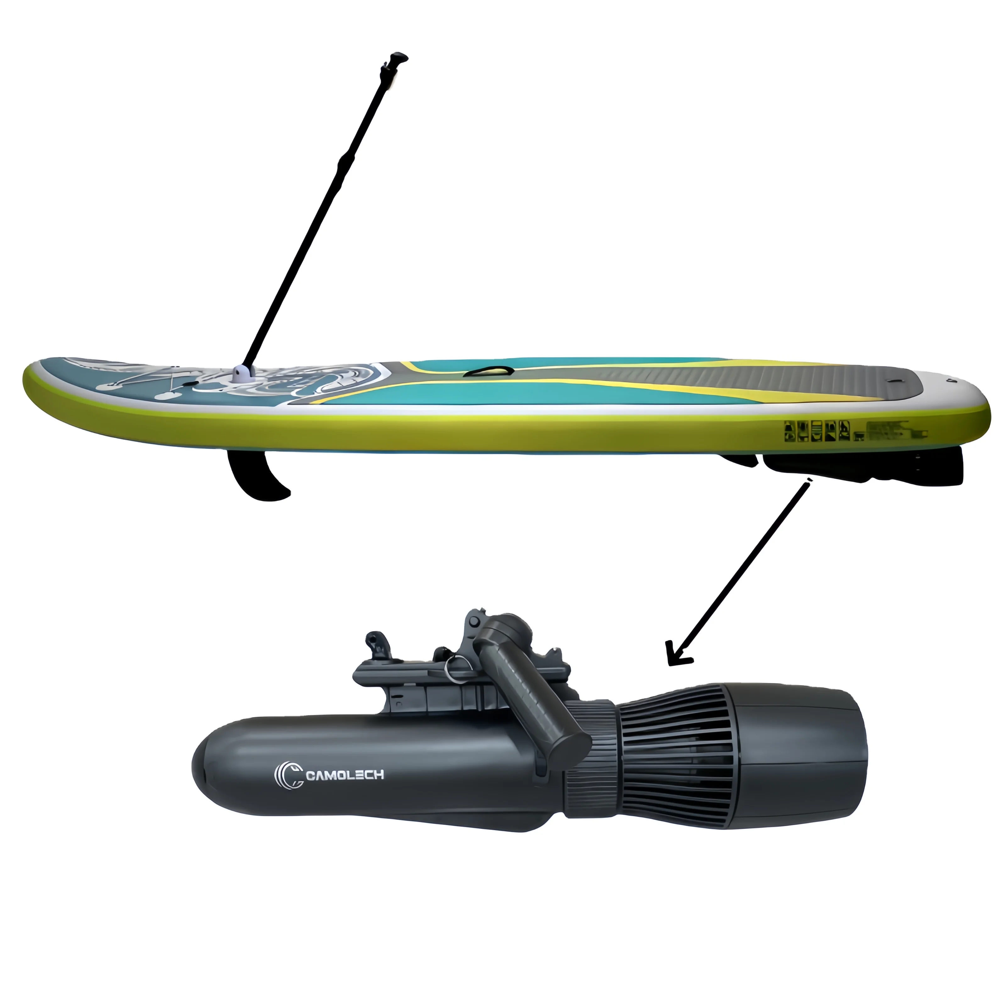 CAMORO Pushing Water SUP Board With 700W Underwater Scooter Electric Fin 2H Running for Swimming Pool Surf Water Play Equipment