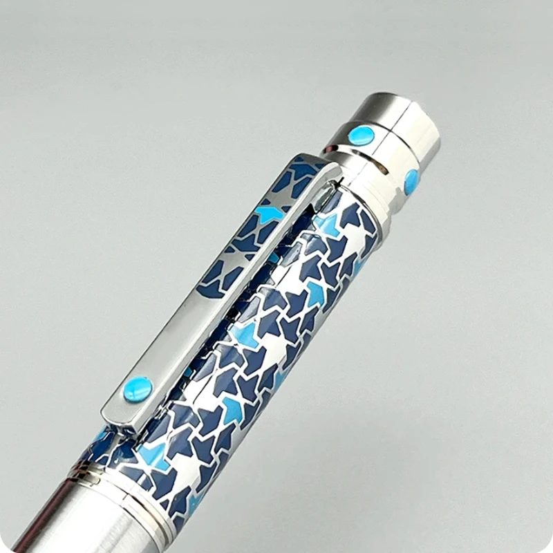 Imagem -04 - Caneta Esferográfica Rollerball Escultura Azul com Número de Série Escrita Papelaria de Luxo Suave