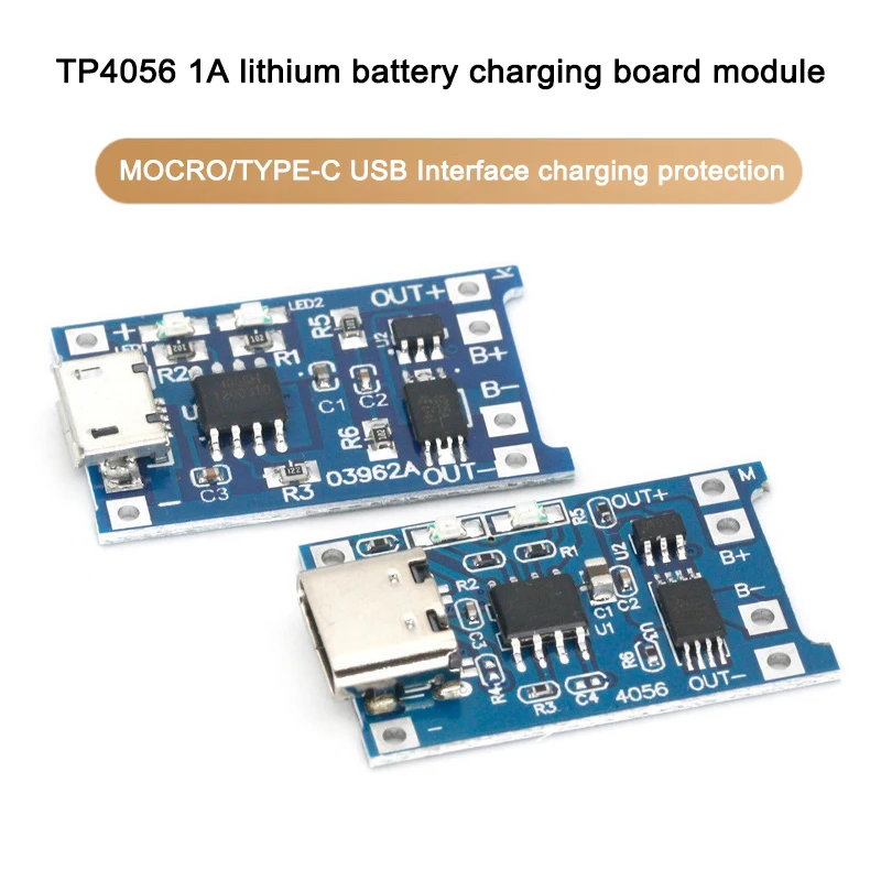 

5Pcs Type-C Micro 5V1A 18650 TP4056 Lithium Battery Charger Module Charging Board With Protection Dual Functions 1A Li-ion