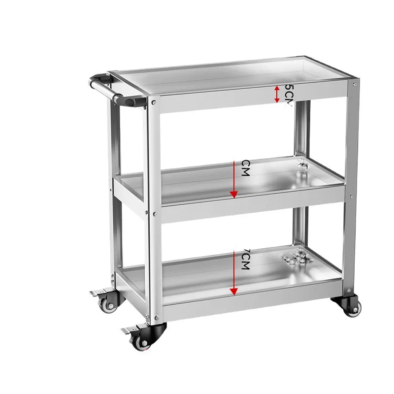 

Stainless steel tool cart Three-layer thickened trolley Repair Auto repair workshop Multifunctional mobile