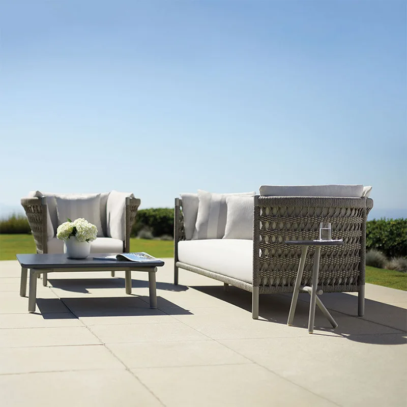 Nordic outdoor sofa teak courtyard villa leisure bed and breakfast terrace rattan furniture