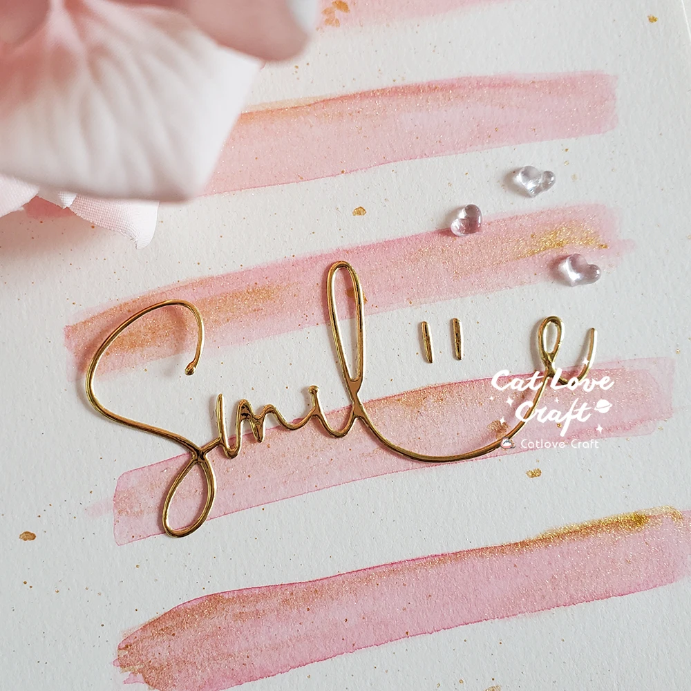 Catlove ابتسامة كلمة المعادن قطع يموت سكرابوكينغ قالب سكين Stencil يموت قطع بطاقة صنع Craft بها بنفسك الحرفية النقش جديد يموت ل