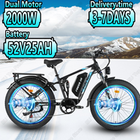 Electric Bike Peak Power 3000W Dual Motor 52V25Ah Battery Adult E-Bike 26*4.0 Inch Fat Tires Hydraulic Brake Electric Bicycle