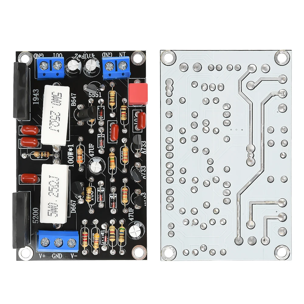 لوحة مضخم طاقة Hi-Fi أحادية 100 وات ممتازة مع ترانزستورات 2SC5200/2SA1943 منخفضة الضوضاء للغاية DC-10V-45V لأنظمة الصوت