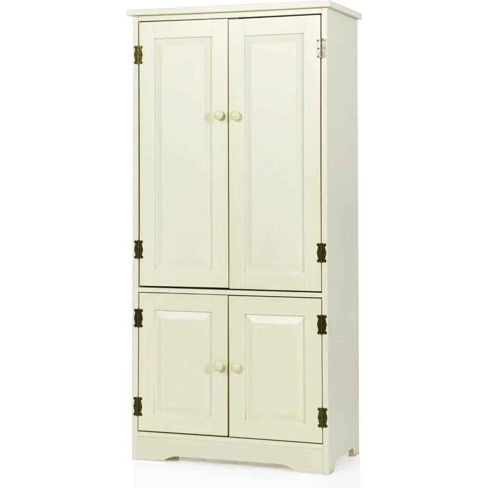 خزانة تخزين مخزن المطبخ، خزانة مطبخ حديثة مع أرفف قابلة للتعديل وجهاز مضاد للتداخل، فلو متعدد الوظائف