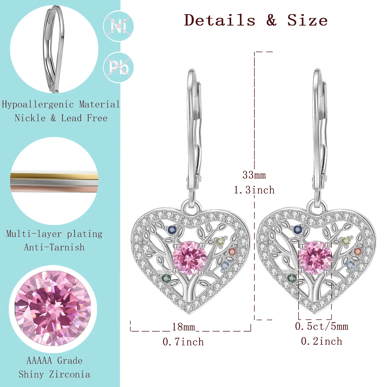 

LAMVOICE подарок на день Святого Валентина для ювелирных изделий высокого качества, 1-каратный цирконий, гипоаллергенный крючок, дизайнерский товар высокого качества