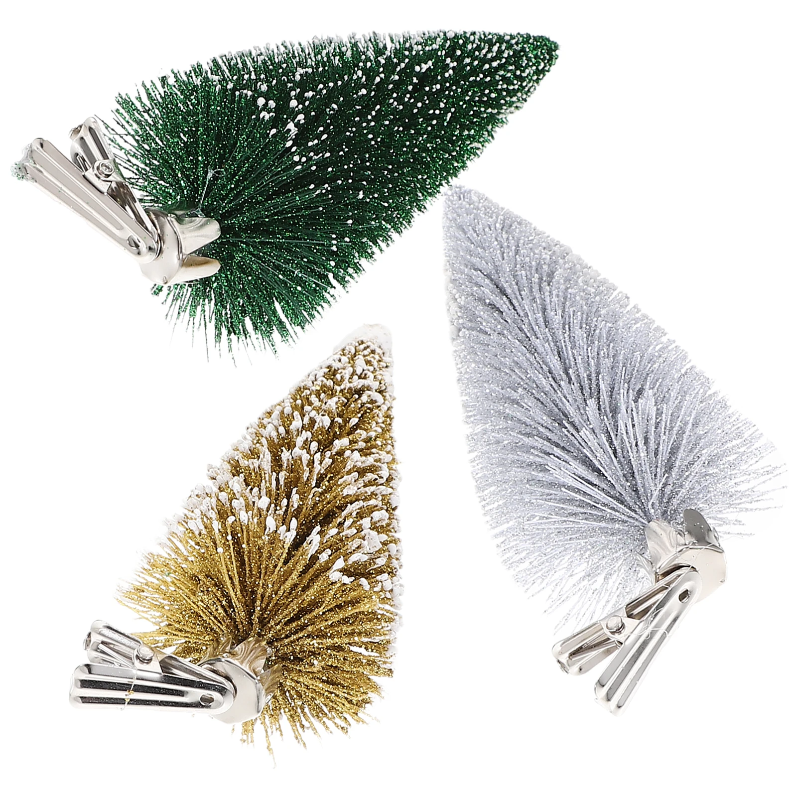 

3pcs Mini Christmas Trees 13cm PVC Metal Green Silver Gold Clip Adornment Desktop Decor Xmas Holiday nament Craft Photo Prop