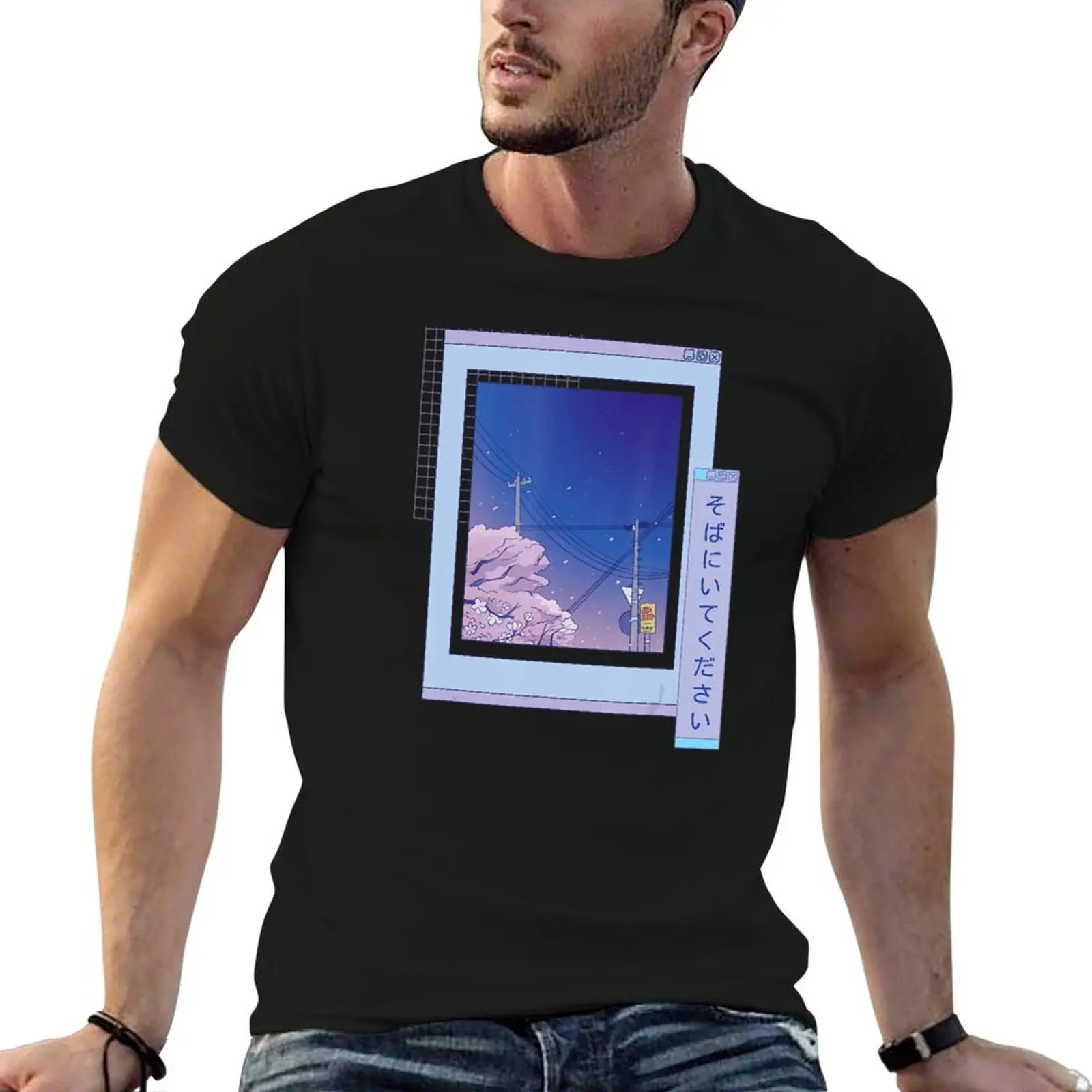 

Aesthetic Japanese Retro Japan Anime Glitch Vaporwave T-Shirt men t shirt cotton 100% cotton t shirt man T-Shirt