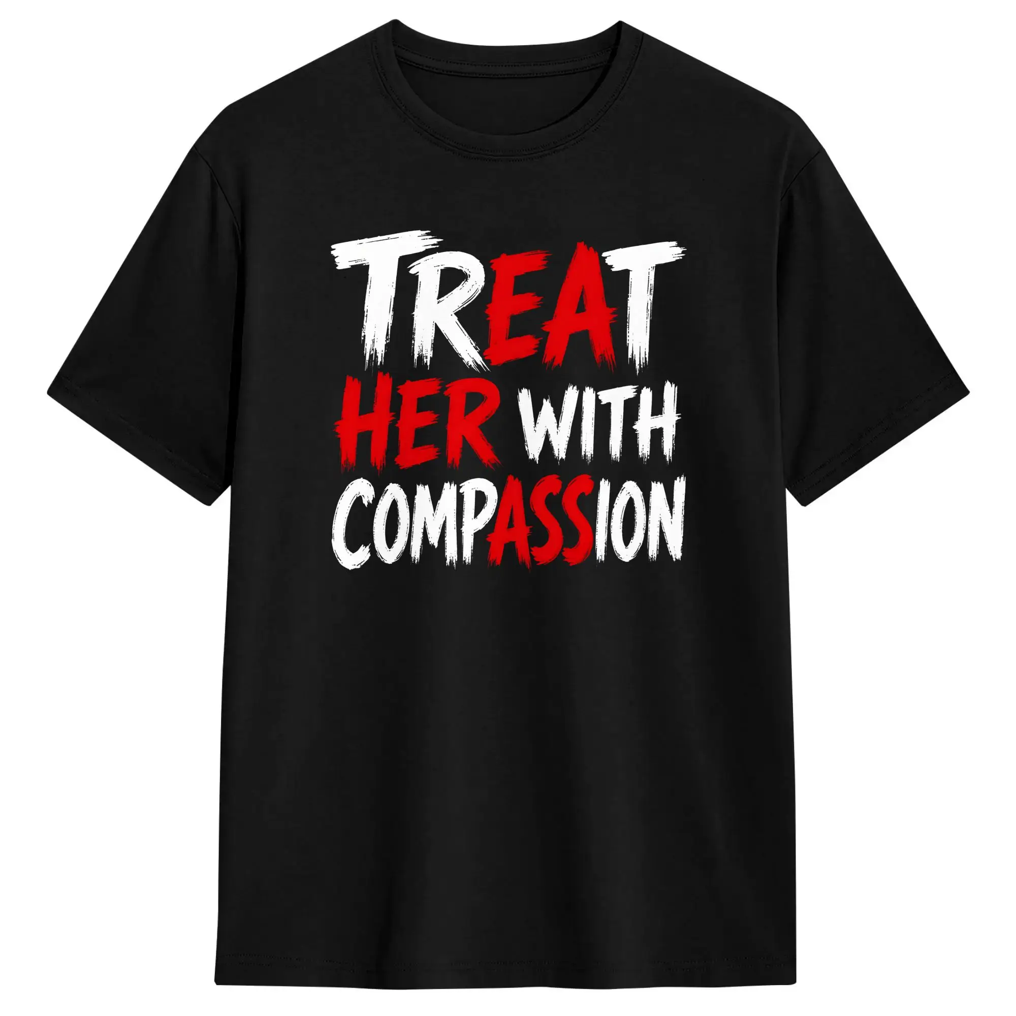 T-shirts pour hommes « Traitez-la avec compassion », hauts en pur coton, style streetwear d'été, t-shirt à manches courtes, col rond, Harajuku, t-shirt DIY