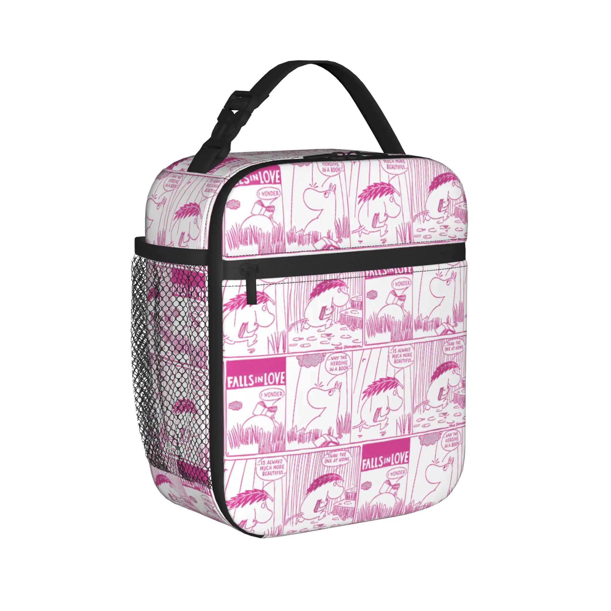 Moomings Falls in Love Funny Comic Strip Insulated Lunch Bags Reusable Cooler Bag Tote Lunch Box College  Travel Girl Boy