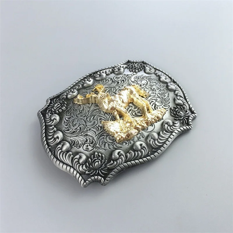 New Western Cowboy Rodeo Deer Double Color Belt Buckle also Stock in US BUCKLE-WT134 Free Shipping