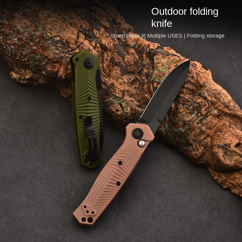 Outdoor camping folding knife 8551bk glass fiber handle stone wash/black titanium plated wilderness survival EDC pocket knife