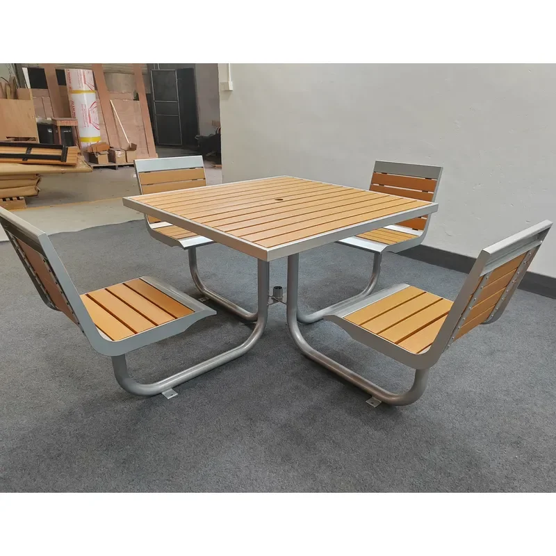 FOR RUSTPROOF STEEL AND HDPE PLASTIC LUMBER STREET PARK FURNITURE COMMERCIAL USE OUTDOOR SQUARE PARK TABLES PICNIC BENCH