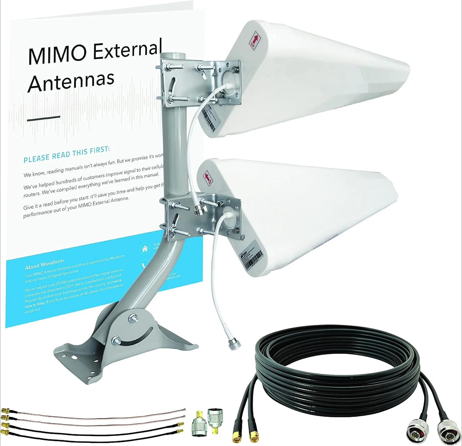 

2x2 MIMO Log Periodic Outdoor Antenna Kit | for T-Mobile, AT&T, & Verizon 4G LTE & 5G Cellular Modems