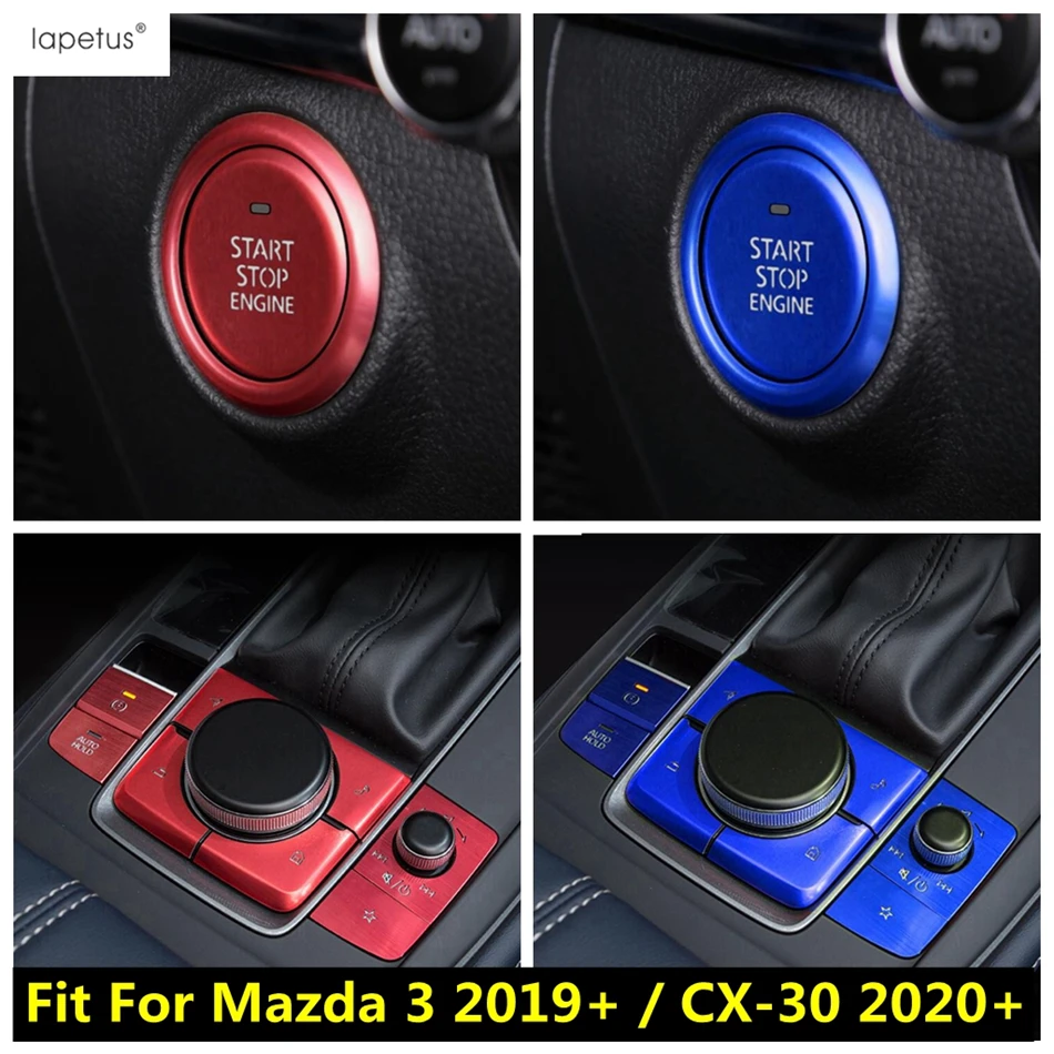 

Car Engine Start Stop Multimedia Knob Button Panel Sequins Cover Trim Accessories For Mazda 3 2019 - 2024 / CX-30 2020 - 2024